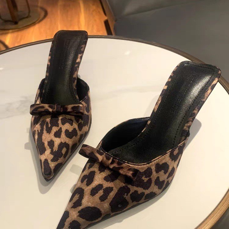 The Ethnic Fashion - women's leopard-print pointed high-heeled slippers fashion
