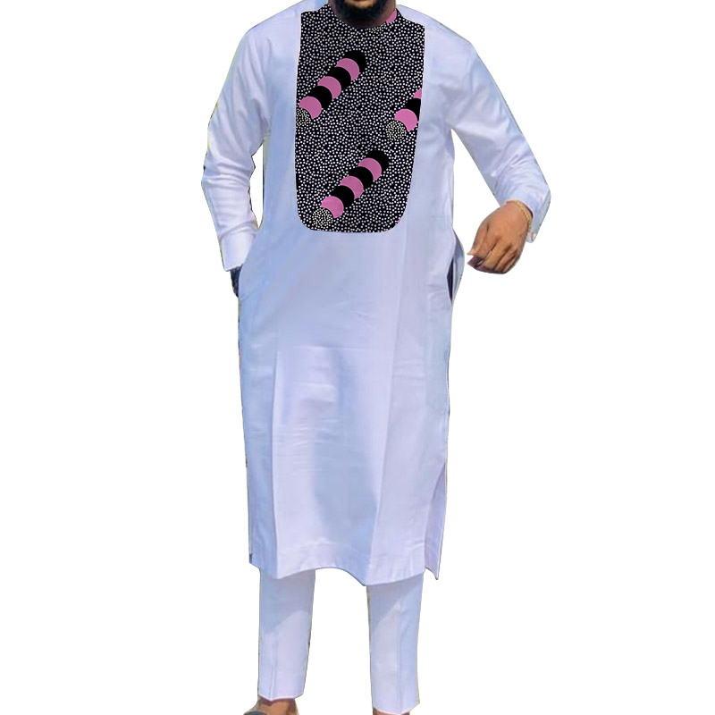 Dashiki Shirt Men - African Muslim Robe White Men's Sets