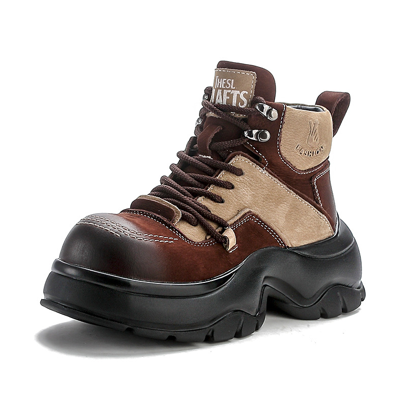 The Ethnic Fashion - 6cm Genuine Leather Wedge Fashion Boots