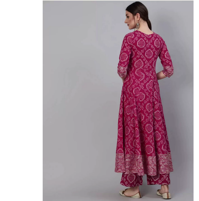 Indian Pure Cotton Rose Red Pr - Salwar Kameez Set ulasan dan harga