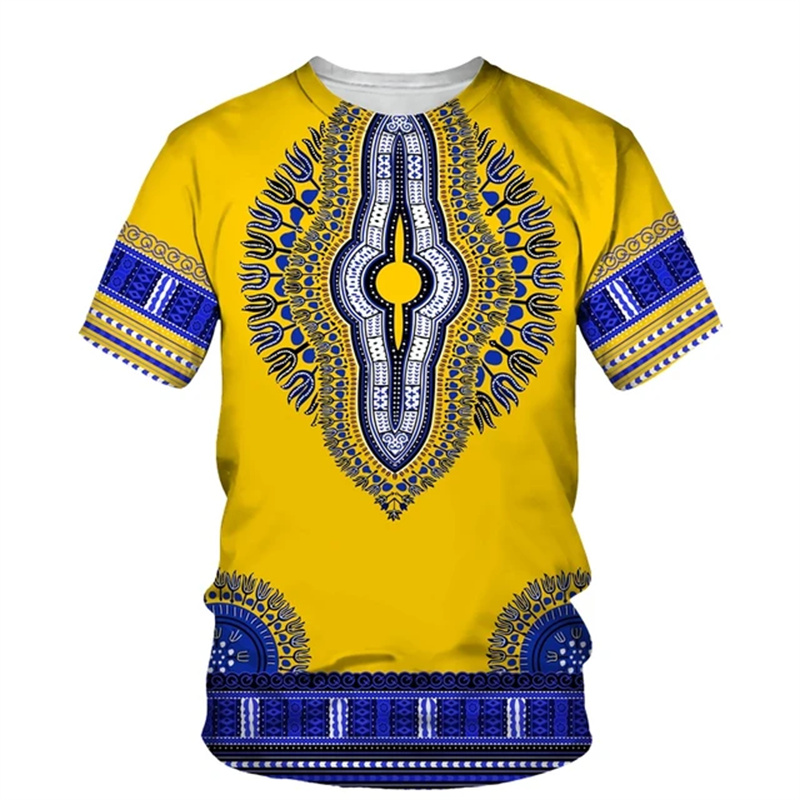 Summer Harajuku 3D Print Afric - Dashiki Shirt Men ulasan dan harga