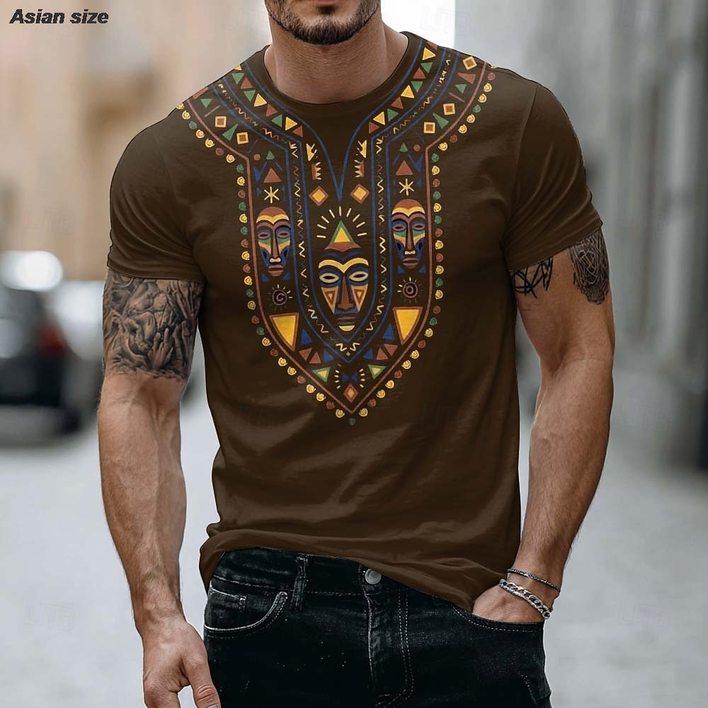 2026 Mens African Tribal Mask  - Dashiki Shirt Men ulasan dan harga