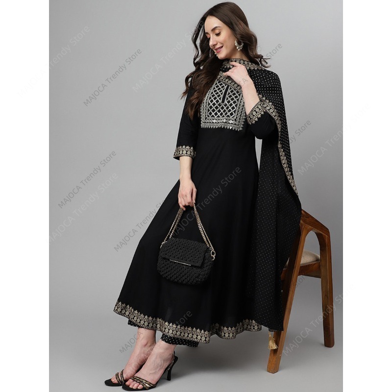 Indian Pakistani Women Black R - Salwar Kameez Set ulasan dan harga