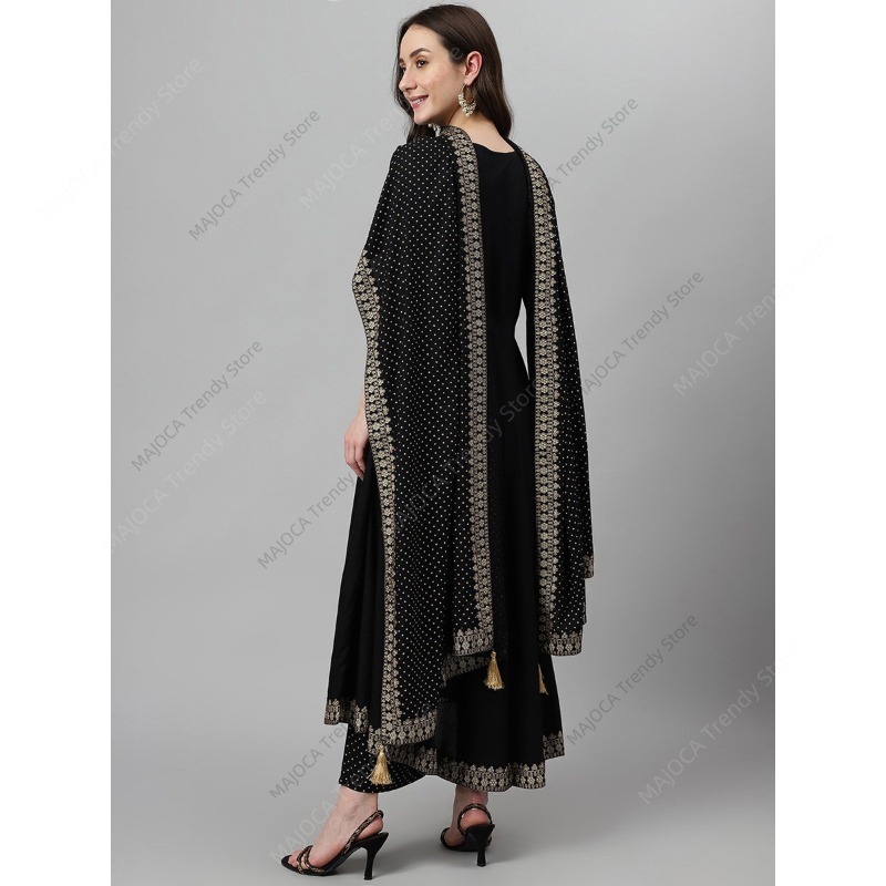 Indian Pakistani Women Black R - Salwar Kameez Set ulasan dan harga