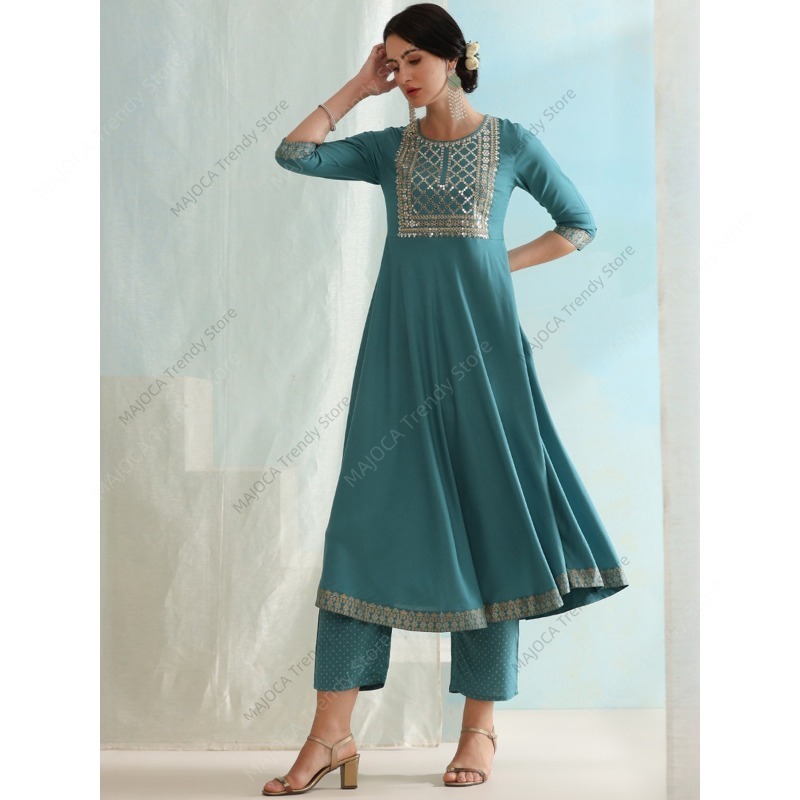 Peacock Blue Indian Women 3 Pi - Salwar Kameez Set ulasan dan harga