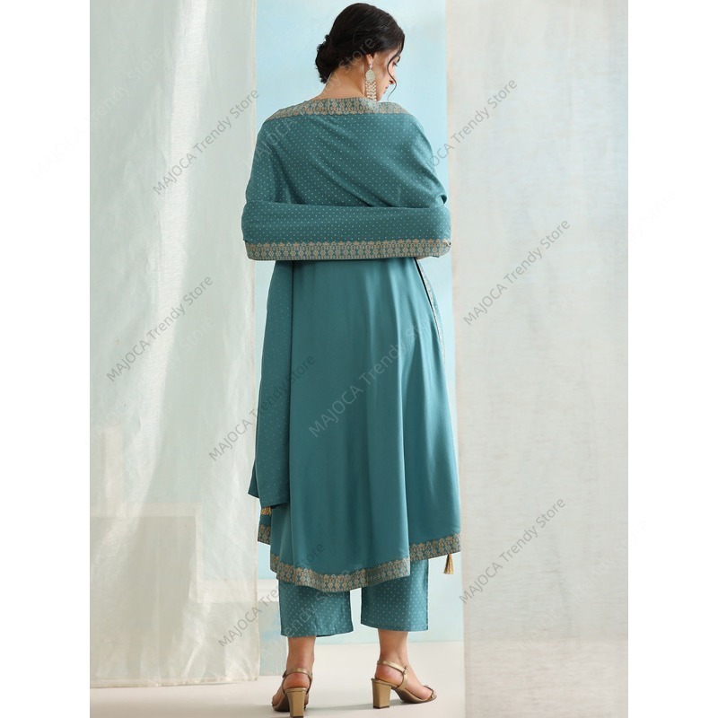 Peacock Blue Indian Women 3 Pi - Salwar Kameez Set ulasan dan harga