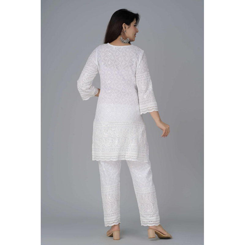 Chikankari Cotton Indian Kurti - Salwar Kameez Set ulasan dan harga