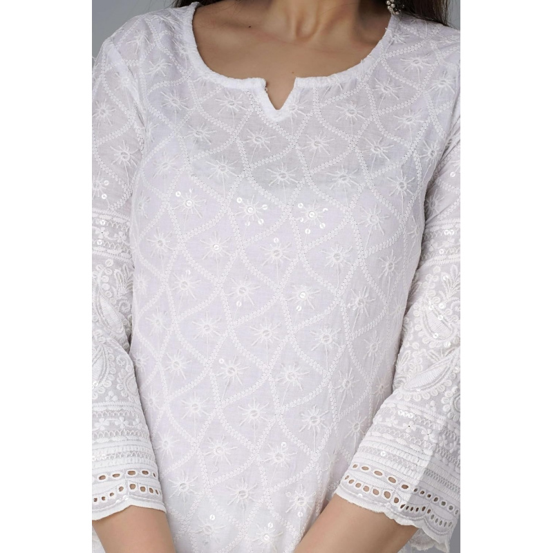 Chikankari Cotton Indian Kurti - Salwar Kameez Set ulasan dan harga